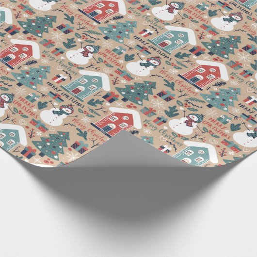 メリークリスマス、ハッピーホリデーズウィンタークリスマス ラッピングペーパー (角)