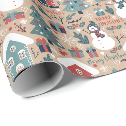 メリークリスマス、ハッピーホリデーズウィンタークリスマス ラッピングペーパー (ロールコーナー)