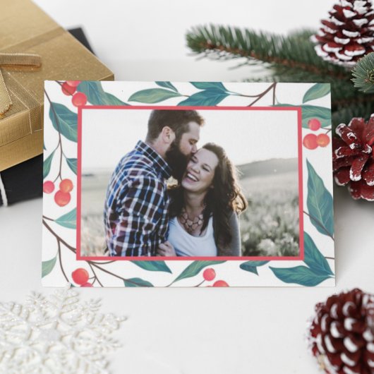 メリークリスマス |ハッピーホリデーズウォーターカラーホリー ポストカード