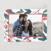 メリークリスマス |ハッピーホリデーズウォーターカラーホリー ポストカード (正面)