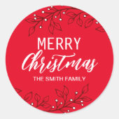 メリークリスマス/ハッピーホリデーズギフトステッカー ラウンドシール (正面)