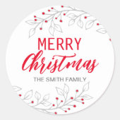 メリークリスマス/ハッピーホリデーズギフトステッカー ラウンドシール (正面)