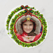 メリークリスマス&ハッピーホリデーズクリスマスリース シーズンカード (正面/裏面)