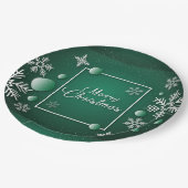 メリークリスマス ハッピーホリデー クリスマス スノーフレーク ペーパープレート (アングル)