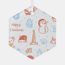 メリークリスマス&ハッピーホリデー 冬のオリジナルデザイン ガラスオーナメント