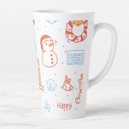 メリークリスマス&ハッピーホリデー 冬のオーダーメイド カフェラテマグ