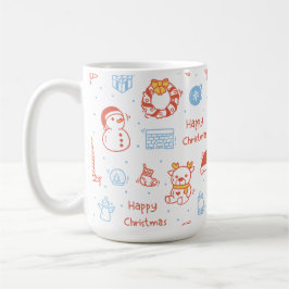 メリークリスマス&ハッピーホリデー 冬のオーダーメイド コーヒーマグカップ