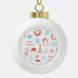 メリークリスマス&ハッピーホリデー 冬のオーダーメイド セラミックボールオーナメント