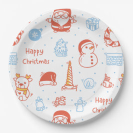 メリークリスマス&ハッピーホリデー 冬のオーダーメイド ペーパープレート