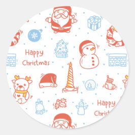メリークリスマス&ハッピーホリデー 冬のオーダーメイド ラウンドシール