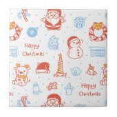 メリークリスマス＆ハッピーホリデー 冬の名入れ対応 タイル (正面)