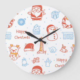 メリークリスマス&ハッピーホリデー 冬の名入れ ラージ壁時計