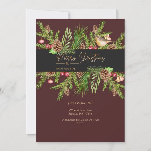 メリークリスマス&ハッピー新年グリーティングカード シーズンカード (正面)