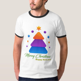 メリークリスマス ハッピー新年 メンズ リンガーTシャツ Tシャツ