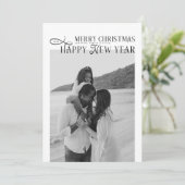 メリークリスマス　ハッピー・ニュー・イヤー　家族４人の写真４枚 シーズンカード (スタンド正面)