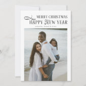 メリークリスマス ハッピー・ニュー・イヤー 家族4人の写真4枚 シーズンカード (正面)