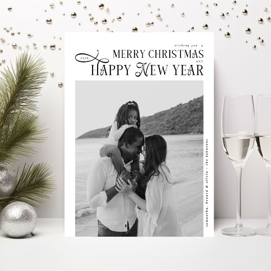 メリークリスマス ハッピー・ニュー・イヤー 家族4人の写真4枚 シーズンカード