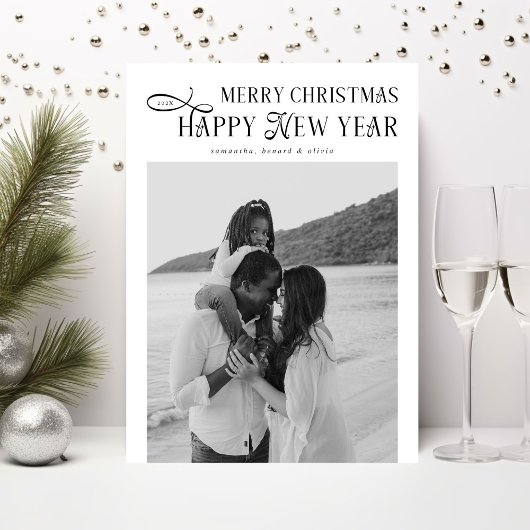 メリークリスマス　ハッピー・ニュー・イヤー　家族４人の写真４枚 シーズンカード