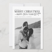 メリークリスマス ハッピー・ニュー・イヤー 家族 2枚の写真 シーズンカード (正面)