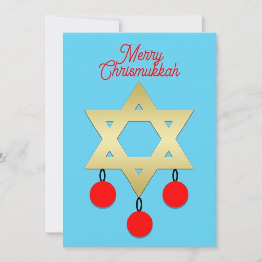 メリークリスマス&ハヌカースター・オブ・デイビッドとオーナメント シーズンカード (正面)