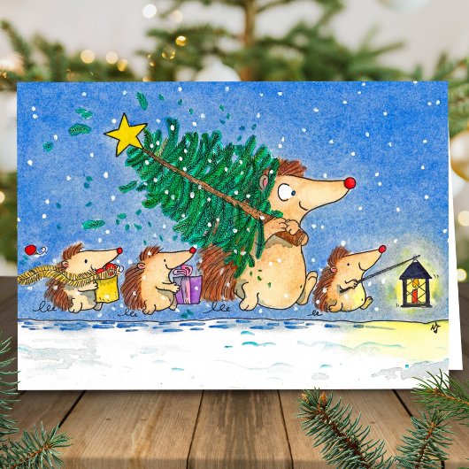 メリークリスマス ハリネズミ グリーティングカード