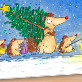 メリークリスマス ハリネズミ グリーティングカード