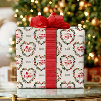 メリークリスマス ハートリース ラッピングペーパー