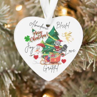 メリークリスマス ハート オーナメント | Joy&Love デザイン
