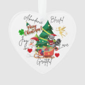 メリークリスマス ハート オーナメント | Joy&Love デザイン (正面)