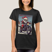 メリークリスマス バイカー スケルトン サンタ Tシャツ (正面)