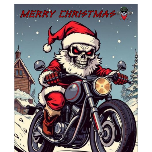 メリークリスマス バイカー スケルトン サンタ Tシャツ