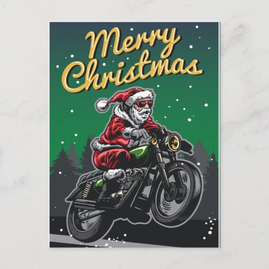 メリークリスマス バイクサンタ | ホリデーシーズン シーズンポストカード (正面)
