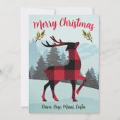 メリークリスマス バッファロープレイドのトナカイと木 シーズンカード (正面)