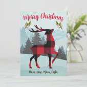 メリークリスマス バッファロープレイドのトナカイと木 シーズンカード (スタンド正面)