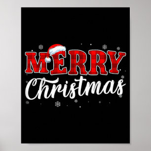 メリークリスマス バッファロー チェック 赤 サンタ ハット クリスマス P ポスター