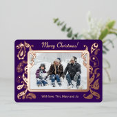 メリークリスマス – バラ金ゴールドの装飾 箔シーズンカード (立ち正面)