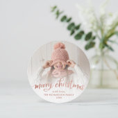 メリークリスマス |バラ金ゴールドタイポグラフィと写真 シーズンカード (スタンド正面)