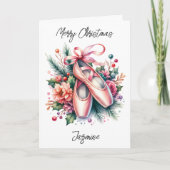 メリークリスマス・バレエとカラーリング・ページ・ガール カード (正面)