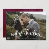 メリークリスマス |バーガンディバック(写真付き) シーズンカード (正面/裏面)