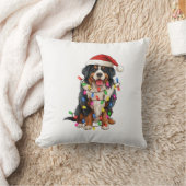 メリークリスマス バーニーズマウンテンドッグ サンタ帽 クッション (ブランケット)