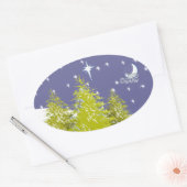 メリークリスマス・パインズ月と星 楕円形シール (封筒)
