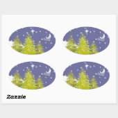 メリークリスマス・パインズ月と星 楕円形シール (シート)