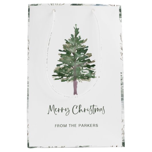 メリークリスマス |パインミニマルシンプル ミディアムペーパーバッグ (正面)