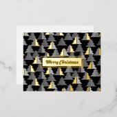 メリークリスマス パイン ブラック 個人用 箔シーズンポストカード (正面/裏面)