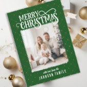 メリークリスマス!パターエレガントン緑のフォトカード シーズンカード