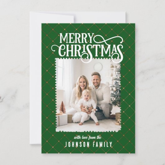 メリークリスマス!パターエレガントン緑のフォトカード シーズンカード (正面)