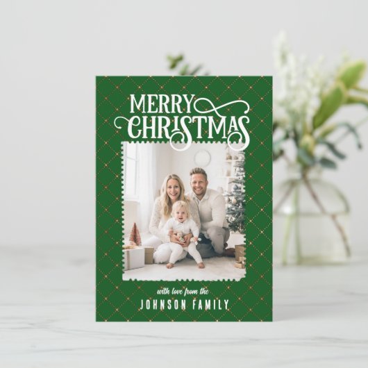 メリークリスマス!パターエレガントン緑のフォトカード シーズンカード (スタンド正面)
