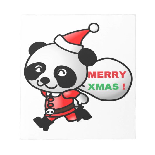 「メリークリスマス」パンダベアーサンタ ノートパッド (正面)