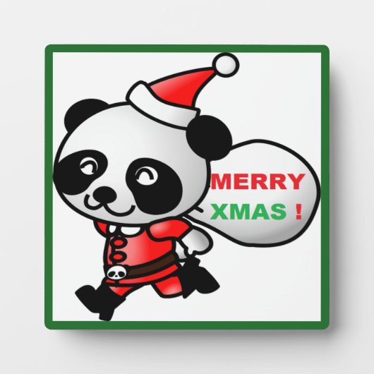「メリークリスマス」パンダベアーサンタ フォトプラーク (正面)