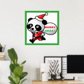 「メリークリスマス」パンダベアーサンタ ポスター (ホームオフィス)